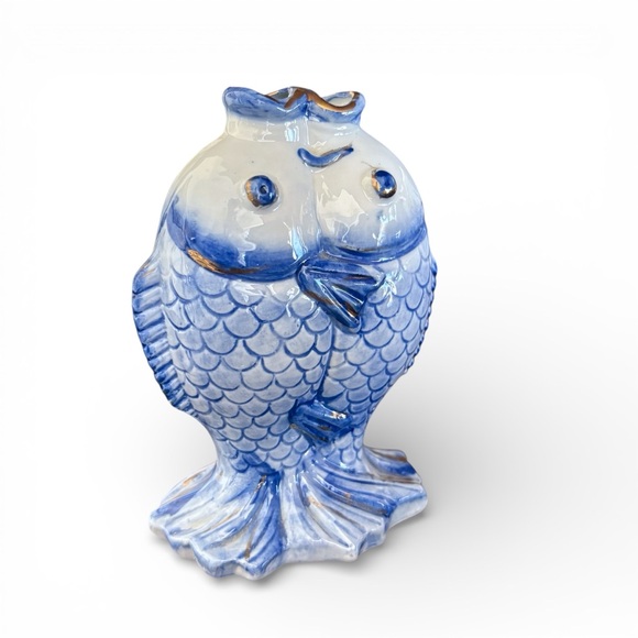 Vintage Ceramic Kissing Koi Fish Vase - Picture 1 of 3